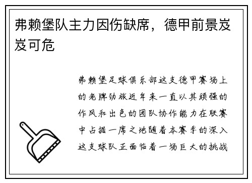弗赖堡队主力因伤缺席，德甲前景岌岌可危